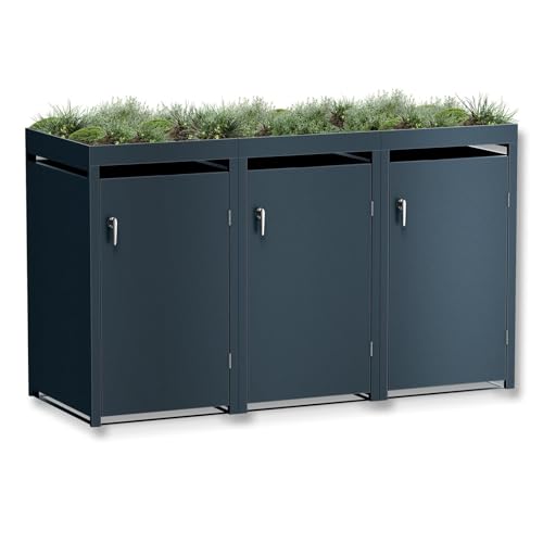 Metzler Mülltonnenbox 3er mit Pflanzdach, 204 x 124 x 80 cm