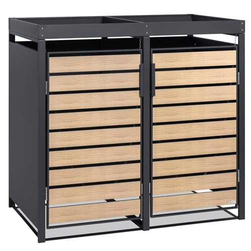 Zelsius Mülltonnenbox 2er mit Pflanzdach, 132 x 80 x 124 cm