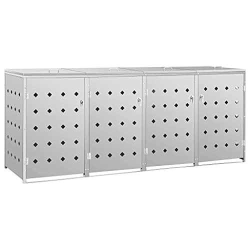Emmtore Edelstahl Mülltonnenbox 4er, 276 x 77,5 x 115 cm