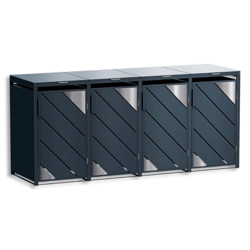 Metzler Mülltonnenbox 4er mit Edelstahlakzenten, 265 x 116 x 80 cm